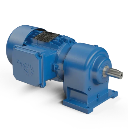 Motorreductor coaxial estándar NORD Drivesystems vista frontal con carcasa de fundición gris